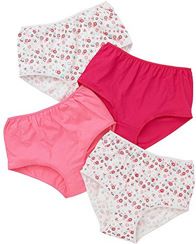 Just Essentials Women's Ladies Multipack of 4 High Waist Full Briefs Cotton Floral UK Seller - Coral/Pink - Size 10
