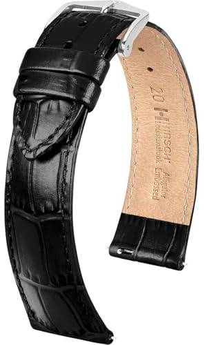 Hirsch Uhren-Lederarmband Louisianalook L 18 mm Schwarz 03427050-2-18