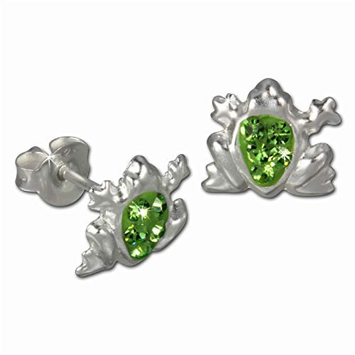 Teenie-Weenie Ohrringe für Kinder 925 Silber Ohrstecker Frosch grün SDO8005L Silber Ohrstecker