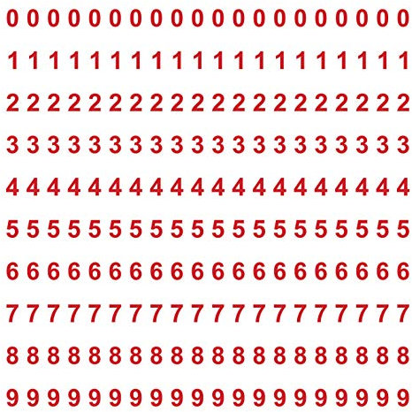 kleb-Drauf | 200 Zahlen, Höhe je 2 cm | Rot - matt | Wandtattoo Wandaufkleber Wandsticker Aufkleber Sticker | Wohnzimmer Schlafzimmer Kinderzimmer Küche Bad | Deko Wände Glas Fenster Tür Fliese