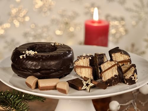 Bäckerei Nestler I Handgefertigter Baumkuchen 1 Ring mit Nougatfüllung & Zartbitterschokoladenüberzug I nach Familienrezept gebacken I vom Handwerksbäcker aus dem Erzgebirge