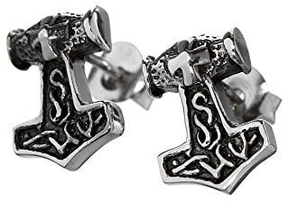 NKlaus Paar Wikinger Ohrstecker MJÖLNIR Thorhammer 925 Sterlingsilber Silber Massiv 6443