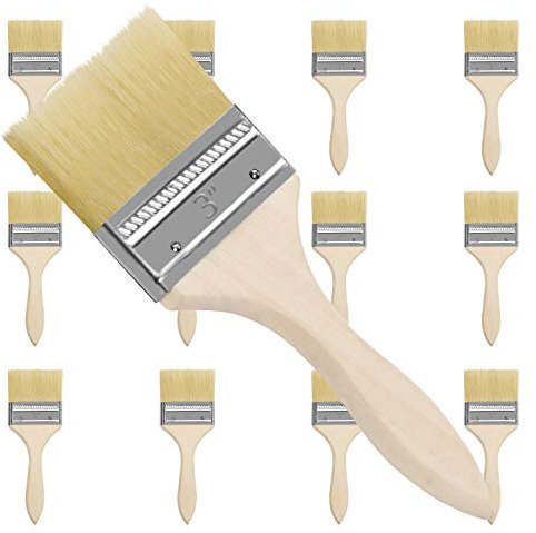 Kurtzy 12 Pack of Paint Brushes - Brush Head 76.2mm (3 inches) & Overall Brush Size 20cm (7.87 inches) - Suitable for Messy Jobs That Involve Chip Painting, Silicon, Gesso, Staining, Varnishes, Glues