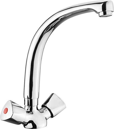 Cornat Spültisch-Zweigriffarmatur Lisa - Hochwertiger Messingkörper - verchromt - Hoher & schwenkbarer Auslauf / Hochdruck-Armatur / Küchenarmatur / Wasserhahn / LI563