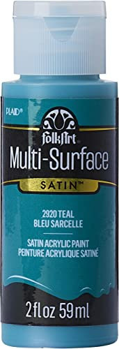 FolkArt Multi-Surface Satin Acrylic Paint, Teal, 59 ml (Pack of 1)