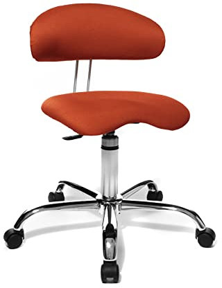 TOPSTAR ST290W54 Sitness 40, Fitnesshocker, Arbeitshocker, Rollhocker mit Rückenunterstützung, 3-Dimensional bewegliche Sitzfläche, Stoffbezug orange…