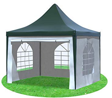 Stabilezelte Gartenpavillon 3x3m mit Seitenteilen Arabica Pagodenzelt PVC GRÜN Weiss