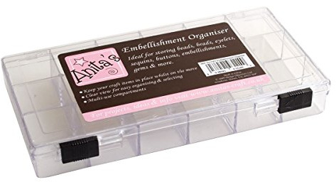 Anita's Embellishment Organiser, 8 x 4, Clear Plastic, Pack Of 1, For Art, Craft, Hair And Nail Accessories, Gems, Beads, Fishing, Office Tidy