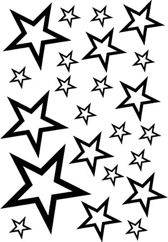 Samunshi® Wandtattoo Sterne Set 'Outline' 14x2,5cm6x5cm2x7,5cm1x10cm schwarz