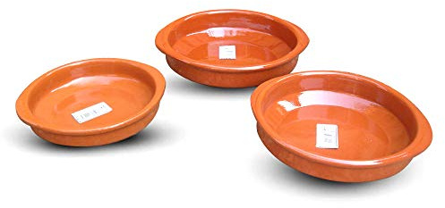 Valdearcos Set of 3 Terracotta Tapas Dishes/Cazuelas (12+14+16cm) diameter