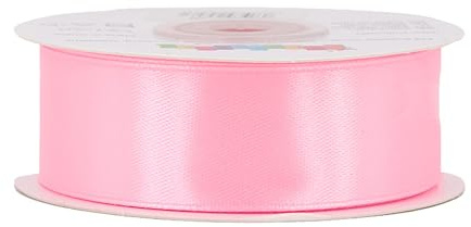 Satinband 25mm x 25m Rolle - FARBAUSWAHL in 3/6/12/18/25/38/50/75/100mm - farbecht & waschbar - Schleifenband für Hochzeit - Geschenkband zum Verpacken Dekorieren Basteln - Hellrosa 150