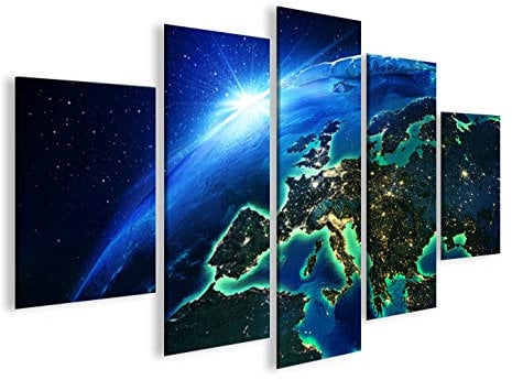 islandburner Bild Bilder auf Leinwand Die Welt bei Nacht MF XXL Poster Leinwandbild Wandbild Dekoartikel Wohnzimmer Marke