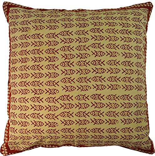 GURU SHOP XL Kissenbezug Blockdruck, Kissenhülle Ethno, Dekokissen Bezug mit Traditionellem Design - Muster 10, Baumwolle, 80x80x0 cm