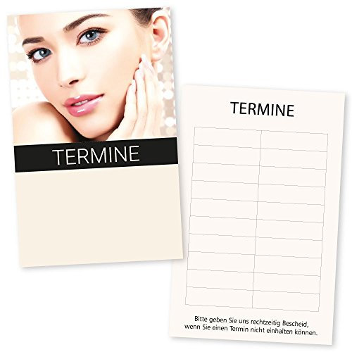 500 Kosmetikstudio-Terminkarten BEAUTY GOLD mit 10 Terminfeldern und Stempelfläche auf der Vorderseite