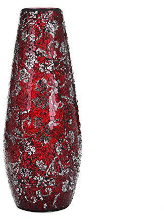 London Boutique Jarrón de 40 cm para Flores Hecho a Mano, diseño de Mosaico con Purpurina, de Cristal Brillante, Regalo (Forma de Bala roja)