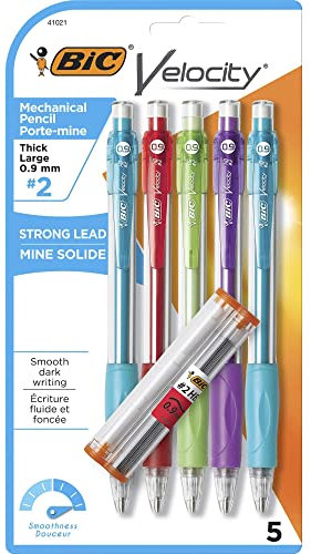 BIC Großhandel von Fall von 25 Velocity Mechanische Pencils-Mechanical Bleistift, nachfüllbar, rubbergrip.9 mm, 5/PK, Sortiert’…