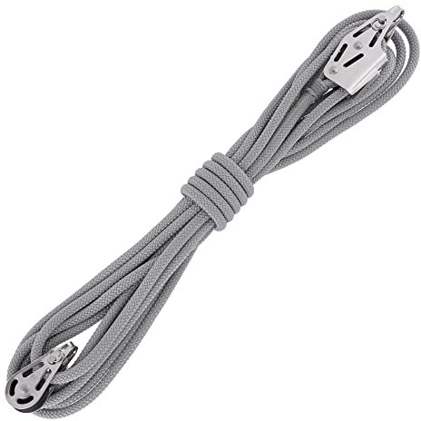 Sprenger Niederholer-Talje 6 mm Seilzug I V-Klemmenblock Gleitlager, Gleitlager Block – 5 Meter Schot I UV-beständiger Kunststoff und rostfreier Edelstahl I mit wiederverschließbarer Aufbewahrungstasche