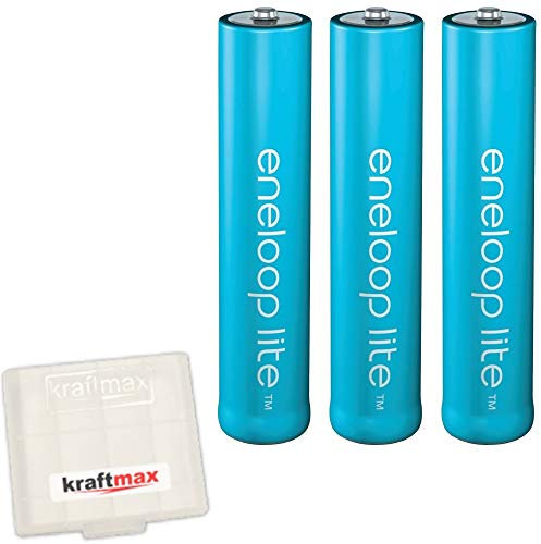 kraftmax 3er-Pack Eneloop LITE AAA Akkus - speziell für schnurlose Telefone/DECT Telefon - 3X Micro Akku Batterien Akkubox