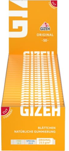 Box Gizeh Gelb 50 Heftchen x 50 Blatt - Smoking Papers