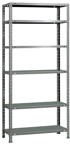 Simon Rack 237 Scaffale Metallo Garage 6 Livelli con capacità di Carico di 75 kg, Grigio, 2000x900x300