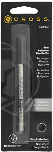 Cross 8783-2 Original Slim Archival Ink Refill for Ballpoint Pens, Medium Point, Suitable for Cross Click Ballpoint Pens, Black