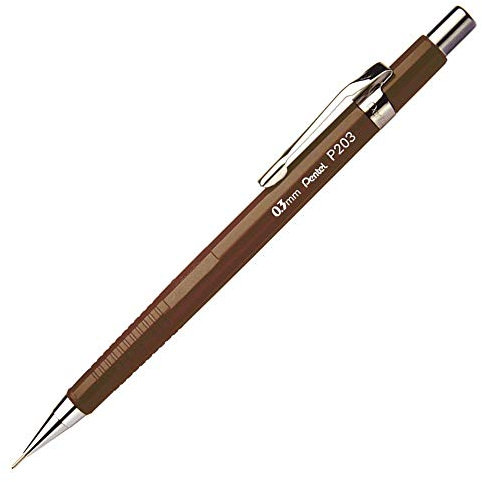Pentel Sharp 200 P203-E Druckbleistifte, 0.3 mm, Härtegrad HB, braun (1er Pack)