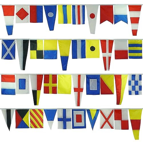 In the Breeze Maritime Signalflaggen – 40 verschiedene dekorative Flaggen – über 12 m lang – einfach zu präsentieren