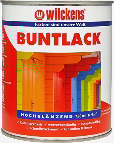 Wilckens Kunstharz Buntlack für Innen und Außen, hochglänzend, 750 ml, RAL 3000 Feuerrot