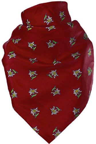 Harrys-Collection Damen Feines Tuch mit Edelweiss in vielen Farben 65 X 65 cm, Farben:bordeaux