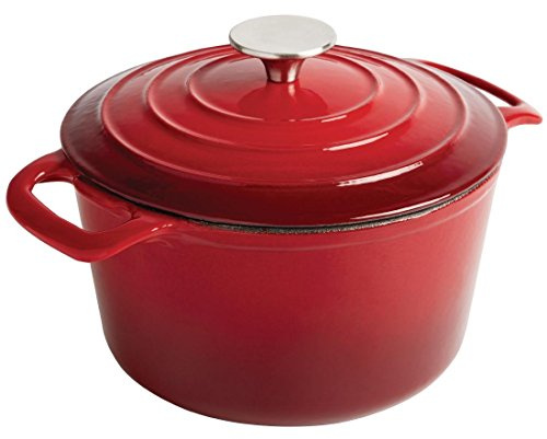 Vogue Round Casserole Red - 205mm 3 1/5Ltr | Excellent heat distribution and retention for slow cooking, featuring sturdy side handles for safe oven-to-table transfers.