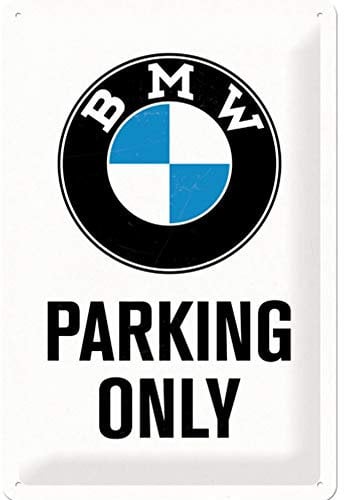 Nostalgic-Art Retro Blechschild, 20 x 30 cm, BMW – Parking Only White – Geschenk-Idee für BMW Accessoires Fans, Original Lizenzprodukt (OLP), aus Metall, Vintage Design, Blechschilder Sprüche