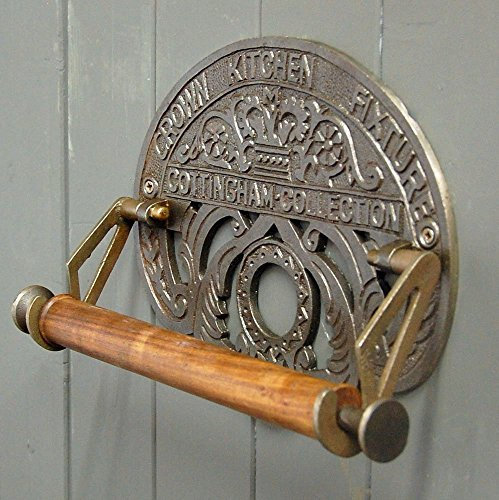 Bowley & Jackson Antique style cast iron crown wall mounted kitchen roll holder