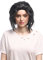 WIG ME UP - 91064-ZA103-silver Perücke Damen Herren Karneval Halloween Schwarz Silber Strähnen Langer Zopf Wild Renaissance Cosplay 70 cm