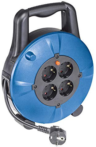 as - Schwabe Kabelbox 10 m H05VV-F 3G1,5 mit Schutzkontaktstecker, 4x Schutzkontaktsteckdosen mit erhöhtem Berührungsschutz, 230V/16A, max. 3500W, IP20, Schwarz/Blau, 16094