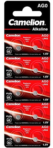 Camelion Alkali-Knopfzelle AG0, G0, LR521, SV-AC, RE379, V379, SR521SW, 280-59, 379, 1,5V, 10 Stück A