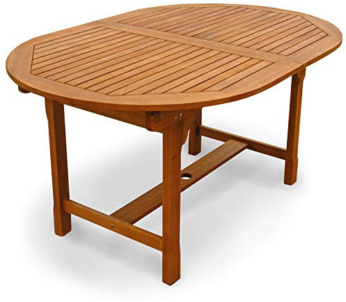 Indoba IND-70301-TI Gartentisch Sun Shine, Ausziehtisch Esstisch aus Holz - 200 x 100 x 74 cm oval ausziehbar