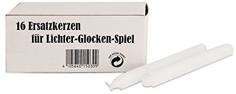 KNOX Lichter-Glocken-Spiel 16 Stück - Taperkerzen-Set für Lichter-Glocken-Spiel - Kerze - Metall - Bell - Indoor - Weihnachten - Minimalistisch - Zylindrisch - 10 cm - 16 Wickel - 4105640150309