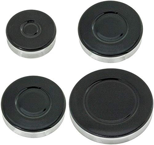 SPARES2GO (Non Universal) Oven Cooker Hob Gas Burner Crown & Flame Cap Kit for Whirlpool (Small, 2 Medium & Large, 55mm - 100mm)