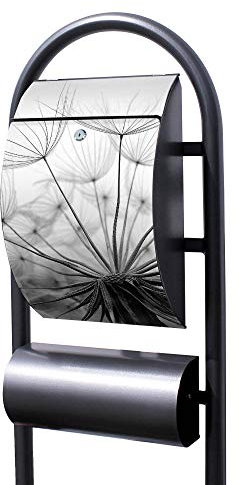 Banjado® Stand Briefkasten in Hammerschlag-Optik in Größe 150x47x22cm mit Motiv Ready for Takeoff - Briefkasten mit Standfuß/Postkasten freistehend als Standbriefkasten mit Zeitungsfach