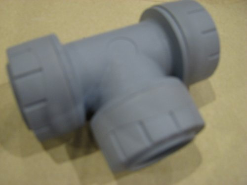 Polyplumb PB222 Equal Tee, Grey, 22 mm, Set of 10 Pieces