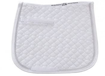 USG Dressage Quillted - Panno da Sella con Doppia Corda, Pieno, Bianco con Bordo