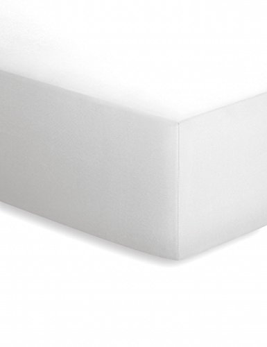 schlafgut Mako-Jersey Basic Spannbetttuch, Baumwolle, Weiss, 200 x 200 cm