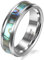 JewelryWe Schmuck 6mm Breite Damen-Ring Wolframcarbid Ring mit Seeohr Inlay Engagement Hochzeit Band Größe 58