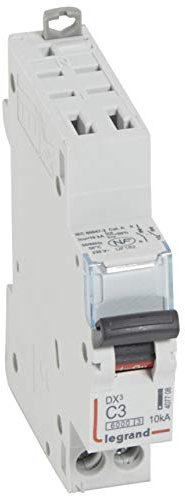 407708 Disjoncteur unipolaire + neutre 3A - 1P+N Courbe C - 6/10kA - Automatique et vis - Legrand DX3