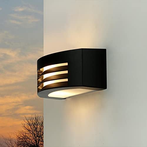Licht-Erlebnisse Außenwandleuchte Aluminium Kunstglas Schwarz IP44 Tür Eingang T:12,5 cm E27 max. 60 W Up & Down Moderne Außenleuchte Wand FLANDERN
