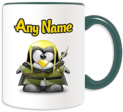 Personalisierbares Geschenk – Legolas-Tasse (Pinguin-Film-Charakter-Design, Farboptionen) – beliebiger Name Nachricht auf Ihrem einzigartigen – Kostüm-Film Superhelden der Hobbit Herr der Ringe
