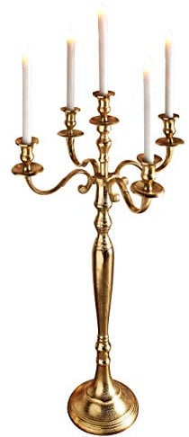Boltze Kerzenhalter Victoria 4 Armig für 5 Kerzen Aluminium Gold, Durchmesser: 45cm, Höhe: 77cm, 6697900