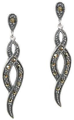 Queenberry Ohrringe Sterling-Silber 925 Markasit Unendlichkeit gedrehtes Band