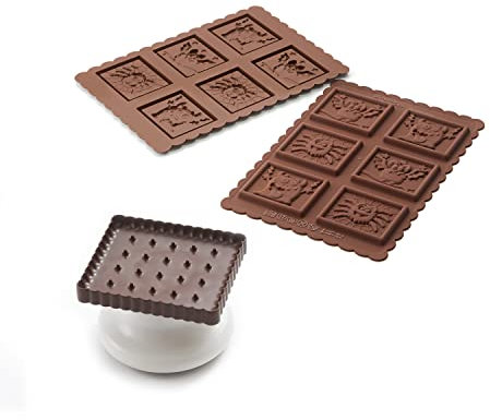 silikomart | CKC12 Moule en Silicone pour chocolats COOKIE MONSTERS SLIM, antiadhésif, 6 chocolats, paquet de 1 Moule pour sucreries, Easy Choc, 47 x 57 mm, h 5 mm, Volume 33 ml, Made in Italy