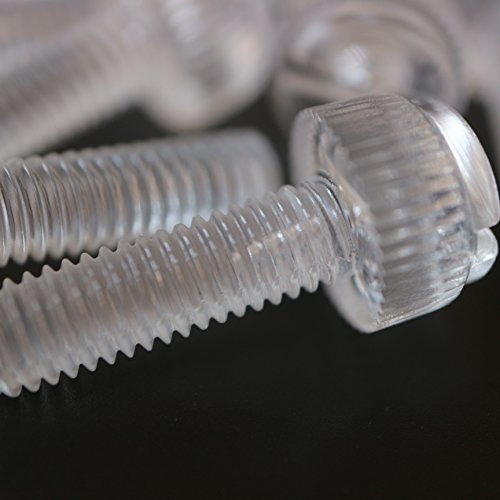 Lot de 20 vis transparentes à serrage manuel en plastique acrylique, moletées et rainurées M6 x 20mm